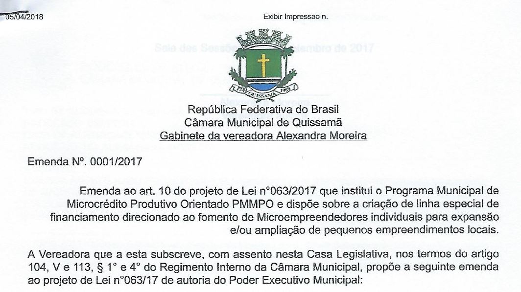 Emenda 001-2017