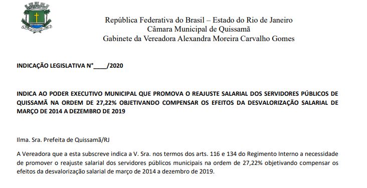 Indicação reajuste salarial para os funcionários públicos